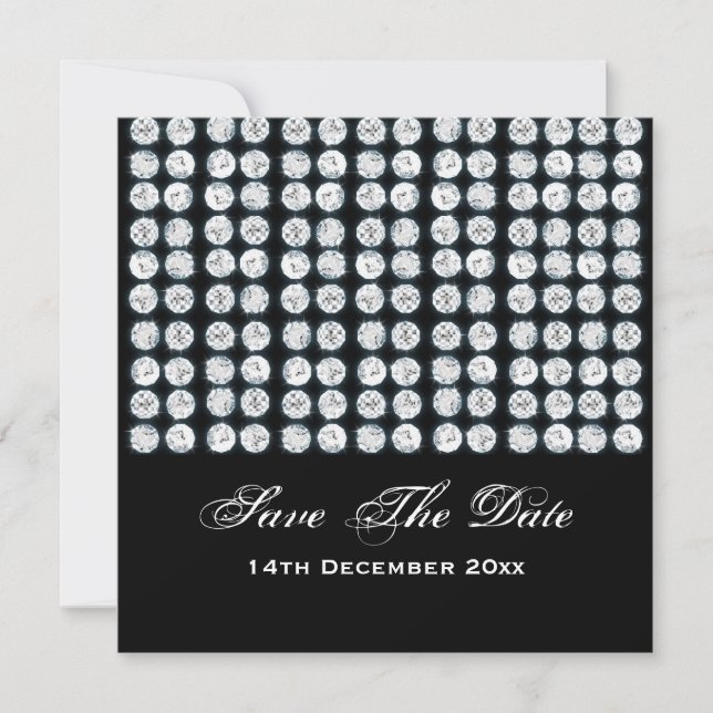 Elegant Wedding Save The Date Silver Diamonds (Front)
