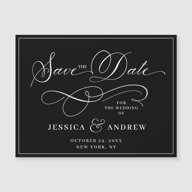 Elegant Wedding Save the Date Simple Magnetic Card (Front)