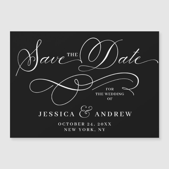 Elegant Wedding Save the Date Simple Magnetic Card (Front)