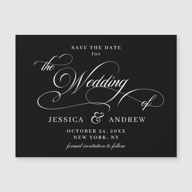 Elegant Wedding Save the Date Simple Magnetic Card (Front)