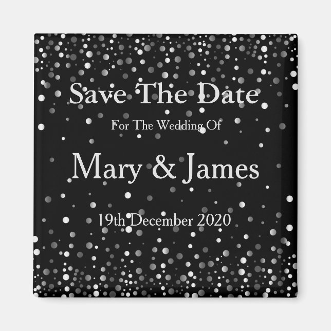 Elegant Wedding Save The Date Sparkle Magnet (Front)