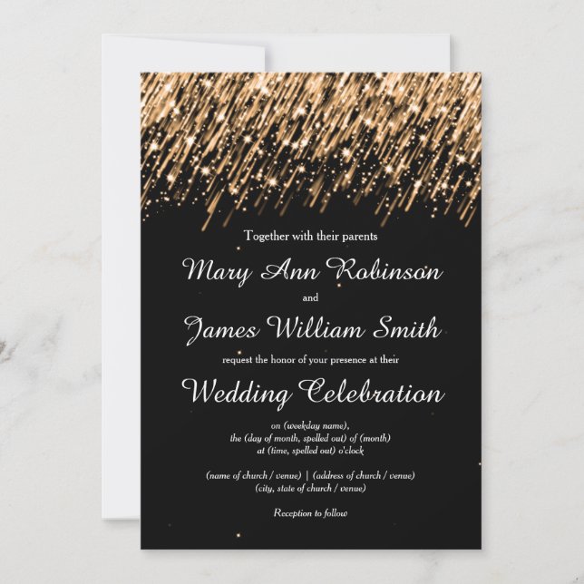 Elegant Wedding Save The Date Stars Gold Invitation (Front)