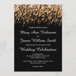 Elegant Wedding Save The Date Stars Gold Invitation