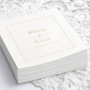 Elegant Wedding Script Minimalist Chic Gold Foil Napkins