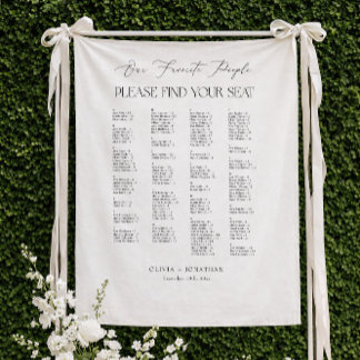 Elegant Wedding Seating Chart Alphabetical Fabric Tapestry