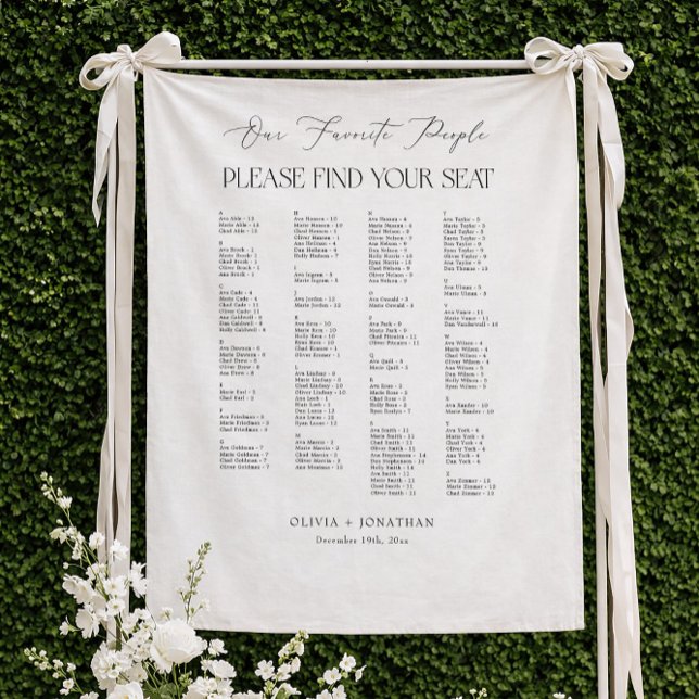 Elegant Wedding Seating Chart Alphabetical Fabric Tapestry (Creator Uploaded)