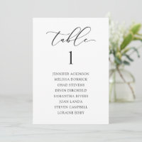 Elegant Wedding Seating Chart CardsTable Numbers
