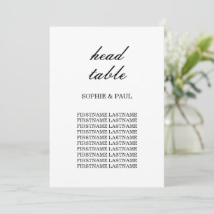 Elegant Wedding Seating Chart Head Table Card
