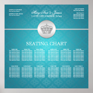 Elegant Wedding Seating Chart Royal Crown Blue