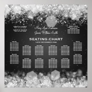 Elegant Wedding Seating Chart Sparkling Night Blac