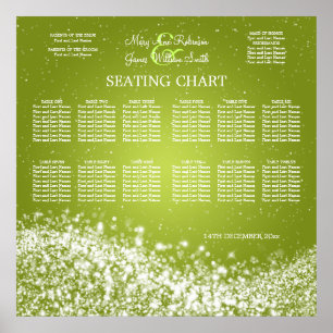 Elegant Wedding Seating Chart Sparkling Wave Lime
