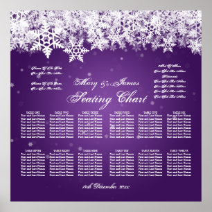 Elegant Wedding Seating Chart Winter Snow Purple