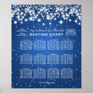 Elegant Wedding Seating Chart Winter Sparkle Blue