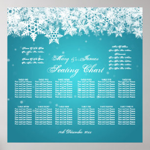 Elegant Wedding Seating Chart Winter Turquoise