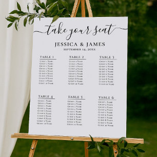 Elegant Wedding Seating Chart With 6 Tables