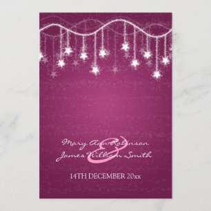 Elegant Wedding Shimmering Stars Berry Pink Invitation