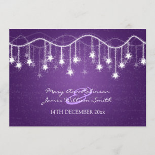 Elegant Wedding Shimmering Stars Purple Invitation