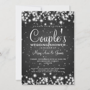 Elegant Wedding Shower Winter Sparkle Black Invitation