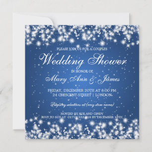 Elegant Wedding Shower Winter Sparkle Blue Invitation
