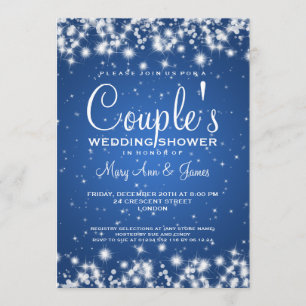 Elegant Wedding Shower Winter Sparkle Blue Invitation