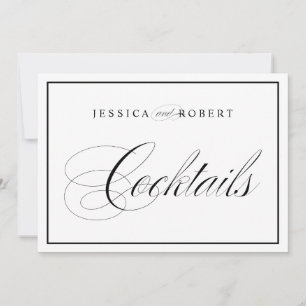 Elegant Wedding Sign Cocktails Black Border Invitation