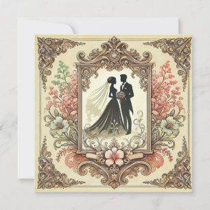 Elegant Wedding Silhouette Framed Invitation