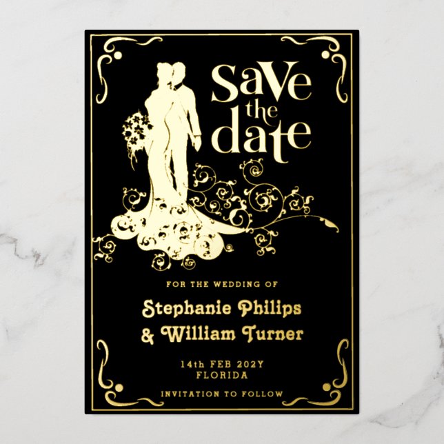 Elegant Wedding Silhouette Save The Date (Front)