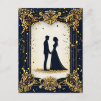 Elegant Wedding Silhouette with Ornate Golden Fram