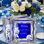 Elegant Wedding Silver Blue Floral Roses Invitation<br><div class="desc">Elegant Wedding Wedding Silver Blue Floral Roses Champagne Glass Flowers Floral</div>