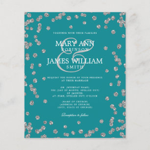 Elegant Wedding Silver Glitter Confetti Teal 
