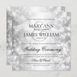 Elegant Wedding Silver Shimmer Lights Invitation