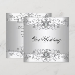 Elegant Wedding Silver White Diamond Jewel Invitation