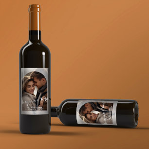 Elegant Wedding Simple Photo Arch Calligraphy Wine Label