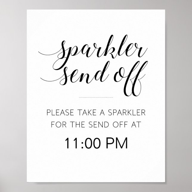Elegant Wedding Sparkler Send Off Sign (Front)