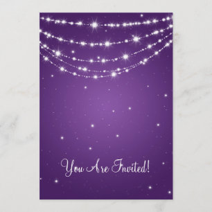 Elegant Wedding Sparkling Chain Purple Invitation