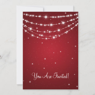 Elegant Wedding Sparkling Chain Red Invitation