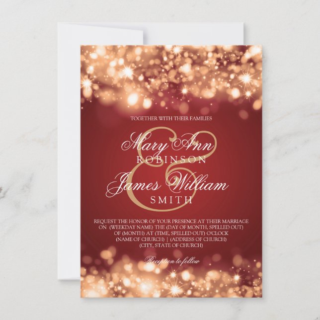 Elegant Wedding Sparkling Lights Gold Invitation (Front)