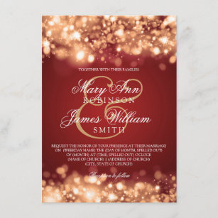 Elegant Wedding Sparkling Lights Gold Invitation