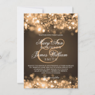 Elegant Wedding Sparkling Lights Gold Invitation