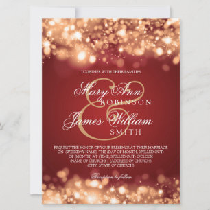 Elegant Wedding Sparkling Lights Gold Invitation