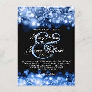 Elegant Wedding Sparkling Lights Sapphire Blue Invitation