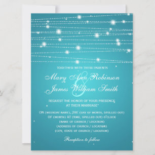 Elegant Wedding Sparkling Lines Turquoise Invitation