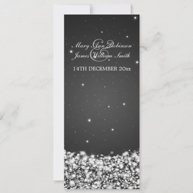 Elegant Wedding Star Sparkle Black Invitation (Front)
