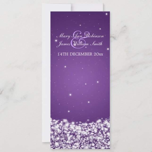 Elegant Wedding Star Sparkle Purple Invitation (Front)
