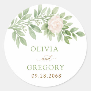 Elegant Wedding Sticker Greenery Rose Gold