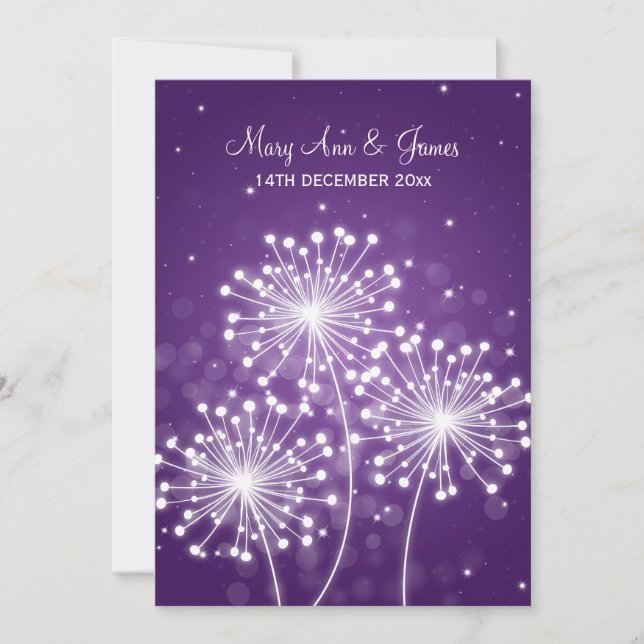 Elegant Wedding Summer Sparkle Purple Invitation (Front)