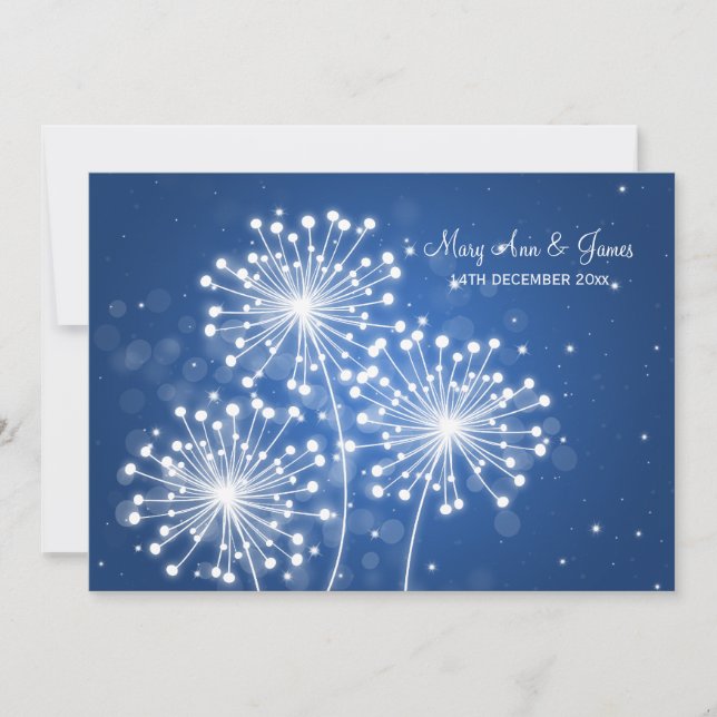 Elegant Wedding Summer Sparkle Sapphire Blue Invitation (Front)