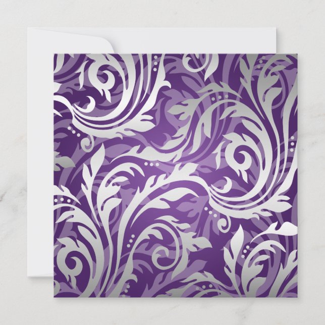 Elegant Wedding Swirly Flourish Purple Invitation (Front)