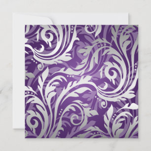 Elegant Wedding Swirly Flourish Purple Invitation