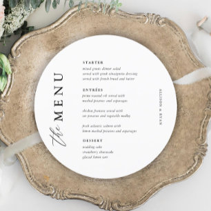 Elegant Wedding Table Circle Menu Cards